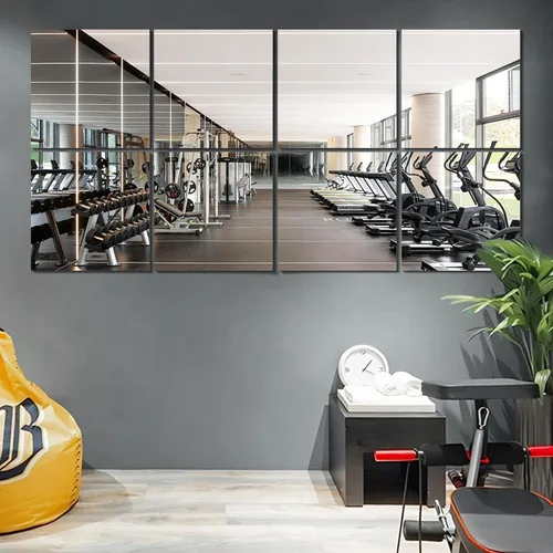 Vlush Azulejos de Espejo para Gimnasio en Casa 11'' x 11'' x 8PCS Espejo de Cuerpo Completo de Longitud Completa y Espejos Montados en Pared
