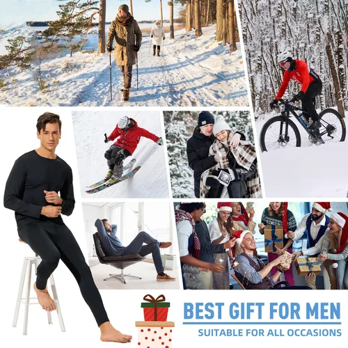 Miniatura 7 de Ropa interior térmica para hombre ultra suave largo con capa base con forro polar