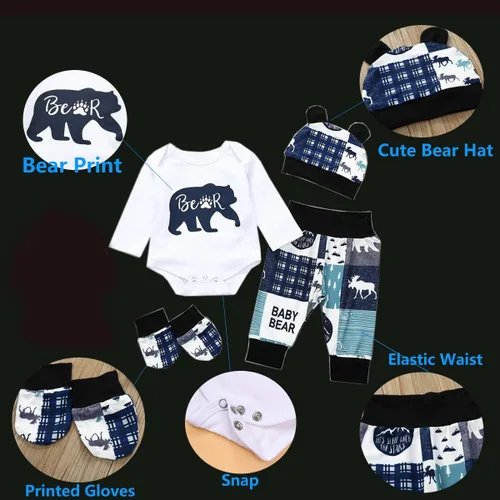 Miniatura 2 de HKALL Conjunto de 3 piezas de ropa de bebé de manga larga para bebé, conjunto de 3 piezas para otoño e invierno