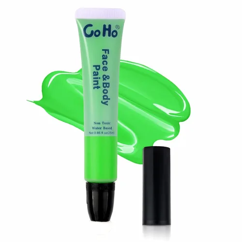 Go Ho Barra de pintura facial verde claro, accesorios verdes, pintura corporal crema a base de agua, lavable, altamente pigmentada, suave y segura