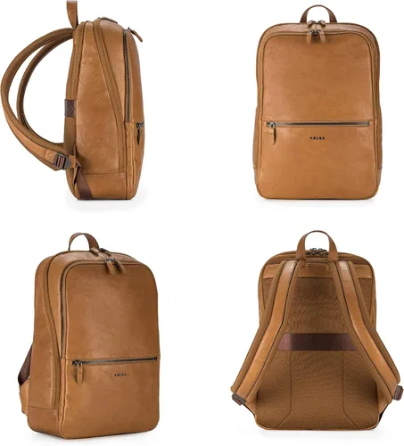 Miniatura 8 de VELEZ Mochila unisex de cuero de grano completo + cartera plegable con clip para dinero, Velez Mochila unisex de cuero + cartera plegable negra