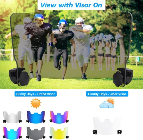 Miniatura 5 de Visera de fútbol tintada, visera de casco de fútbol para adultos y jóvenes