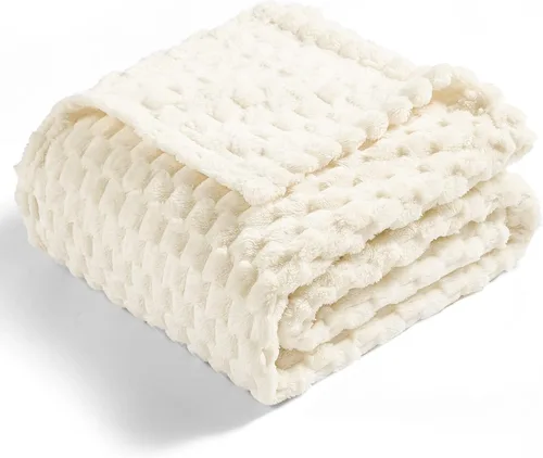 Miniatura 20 de Vessia - Manta de forro polar de franela (50x70 pulgadas), manta 3D de jacquard negra, esponjosa y cálida para sofá, sillón, cama, silla, 300GSM