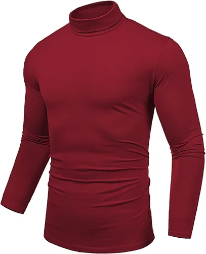 Miniatura 3 de Amussiar Camiseta de cuello alto para hombre, ajustada, manga larga, básica, térmica, casual