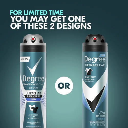 Miniatura 3 de Desodorante antitranspirante Degree Men MotionSense, spray seco, UltraClear negro + blanco, 3.8 onzas, paquete de 3