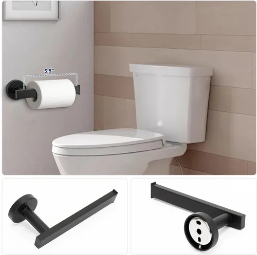 Miniatura 5 de NearMoon Juego de 5 piezas de accesorios de baño de acero inoxidable 304, kit de toallero cuadrado - Barra de toalla de 24 pulgadas + anillo