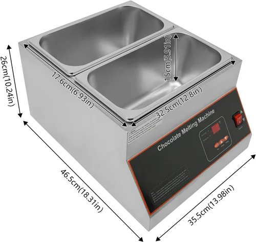 Miniatura 5 de Máquina de fusión de chocolate, máquina de templado comercial de chocolate, calentador y fundidor de chocolate ajustable de acero inoxidable