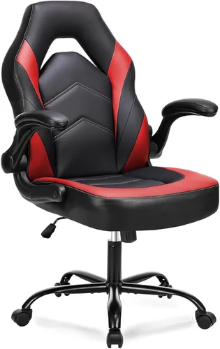 Miniatura 8 de DUMOS Silla ergonómica para juegos de computadora, escritorio de oficina en casa con soporte lumbar de piel sintética, juego de video grande y alto