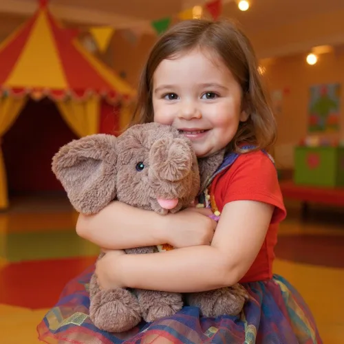 Miniatura 2 de Hopearl Adorable juguete de elefante de ternero de peluche con babero de punto colorido, elefante flexible, ultrasuave, regalo de cumpleaños