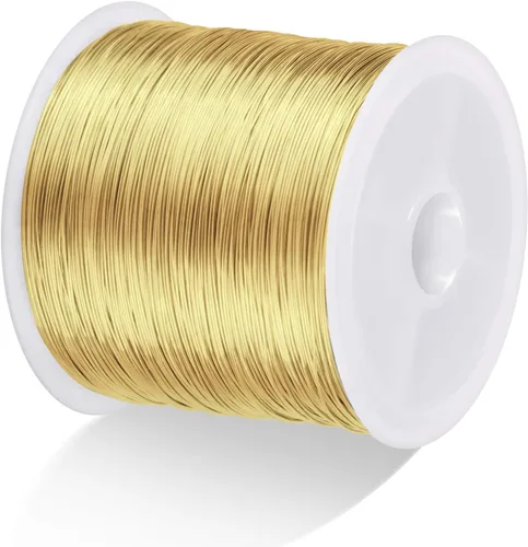 MIKIMIQI Alambre para joyería - 100 m, calibre 26, resistente al desgaste, cobre, 0,4 mm x 328 pies (dorado)