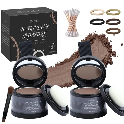 Miniatura 19 de Paquete de 2 polvos de línea capilar para mujeres y hombres, se utiliza para retoques de raíces, color de cabello, adelgazamiento y cobertura