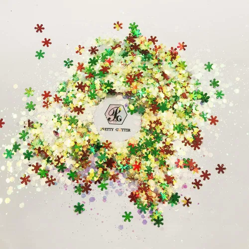 Miniatura 15 de Caja y juego de 12 colores – Árbol de copo de nieve de Navidad Serie de mezclas gruesas con purpurina – Festival Rave Beauty Maquillaje de cara