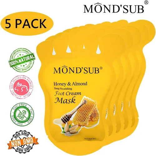 Miniatura 2 de MOND'SUB Mascarillas nutritivas para pies de miel y almendra, mascarilla hidratante de pies para piel seca para hidratar profundamente e iluminar