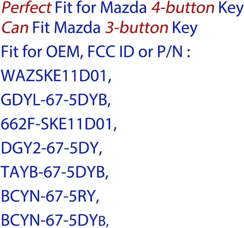 Miniatura 5 de Funda para llavero CX5 CX9: 4 botones para control remoto Protecor compatible con Mazda 2019 a 2024 CX30 CX50 CX60 CX9 MX5 Mazda2 Mazda3 Mazda6