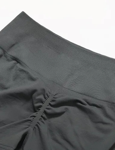 Miniatura 24 de Conjuntos de entrenamiento para mujer, 2 piezas, sin costuras, acanalada, sin mangas, brasier deportivo, cintura alta, pantalones cortos