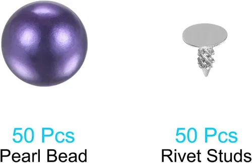 Miniatura 3 de uxcell Kit de remaches de perlas, remaches de perlas de 0.394 pulgadas sin agujero, botones de remaches de perlas sintéticas para rellenos