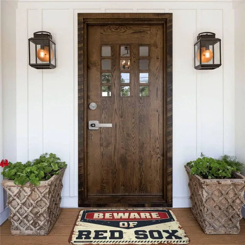 Miniatura 4 de Interesante felpudo de entrada Beware of Red Sox Alfombra Patio Bar Accesorios Exterior Otoño Decoración (Talla: 65X90CM)