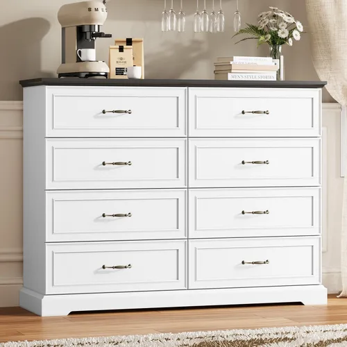 Miniatura 24 de Thacuok Cómoda de 3 cajones para dormitorio, cómoda de madera de 24 pulgadas de ancho, cómoda rústica de granja con cajones grandes y asas de metal
