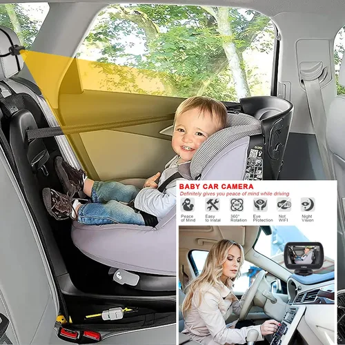 Miniatura 6 de YIMU HD720P Cámara de coche de bebé para asiento trasero, reposacabezas de automóvil, monitor de instalación rápida, visión nocturna, cámara