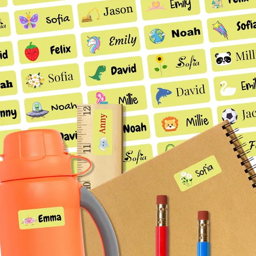 Miniatura 22 de 128 etiquetas adhesivas de nombre personalizadas para guardería, etiquetas de nombre impermeables personalizadas para niños, suministros escolares