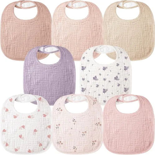 Miniatura 10 de Bearmoss Baberos para babeo y dentición, baberos de muselina 100% algodón para bebé niño y niña, ajustables, ultra absorbentes, paquete de 8 Iceberg