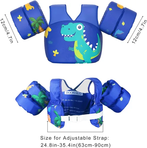 Miniatura 4 de DOOHALO Flotadores de natación para niños de 28 a 70 libras, chaleco flotante de hombro para niños de 2 a 8 años de edad, para niños y niñas, bebés