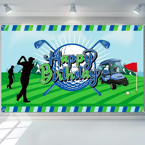 Irenare Decoración de fiesta de cumpleaños de golf, telón de fondo para cabina de fotos, fondo de fotografía para golf, deportes, suministros de