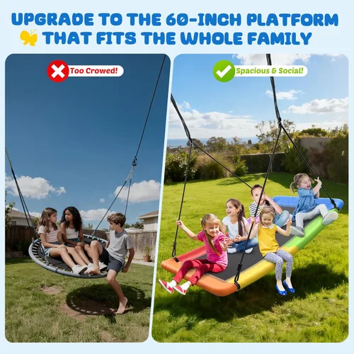Miniatura 4 de Trekassy Columpio de árbol de plataforma Skycurve de 700 libras y 60 pulgadas para niños y adultos, resistente al desgaste con 2 correas para colgar