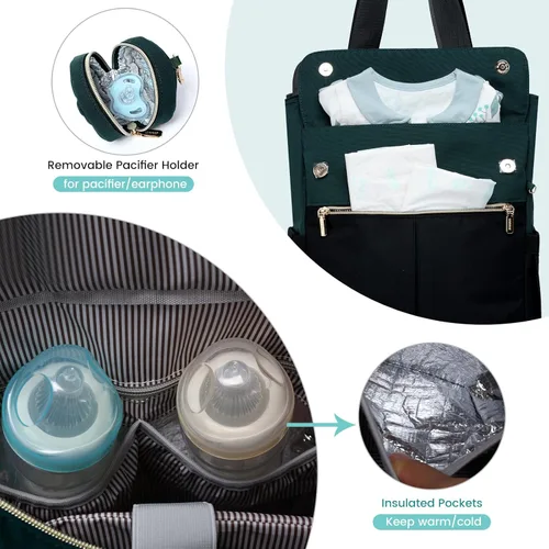 Miniatura 4 de LOVEVOOK Mochila para Pañales, Bolsa Tote para Pañales con Bolsillos Aislados, Bolsa de Bebé para Niñas y Niños con Cambiador, Bolsa Grande