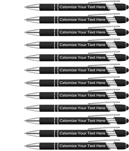 Miniatura 8 de Kingluu 24 unidades de bolígrafos personalizados con lápiz óptico, escritura suave, tinta negra, bolígrafos personalizados con su nombre, logotipo