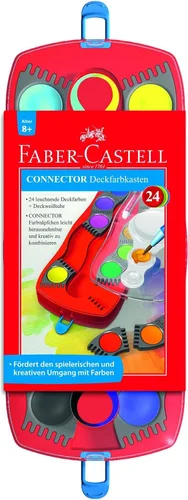 Faber-Castell Juego de pintura de acuarela Connector para niños, 24 pinturas al agua, pintura de acuarelas para niños (a partir de 6 años)