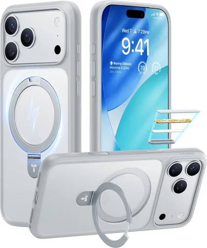 Miniatura 20 de TORRAS Funda magnética con función atril para iPhone 13/iPhone 14 [compatible con MagSafe], soporte resistente y versátil, grado militar, a prueba