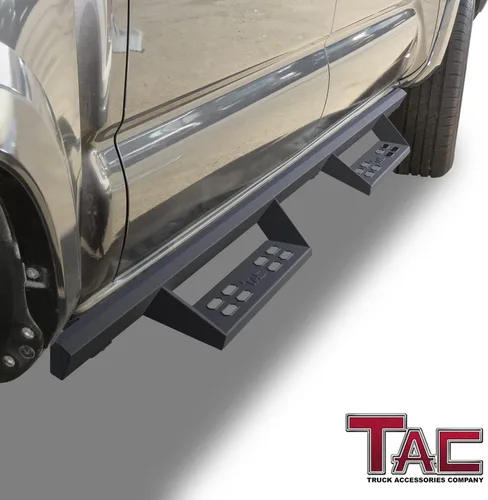 Miniatura 2 de TAC Sniper Estribos Compatibles con Toyota Tacoma 2005-2023 Camioneta Doble Cabina Caída de 4" Textura Fina Escalones Laterales Negros Barras Nerf