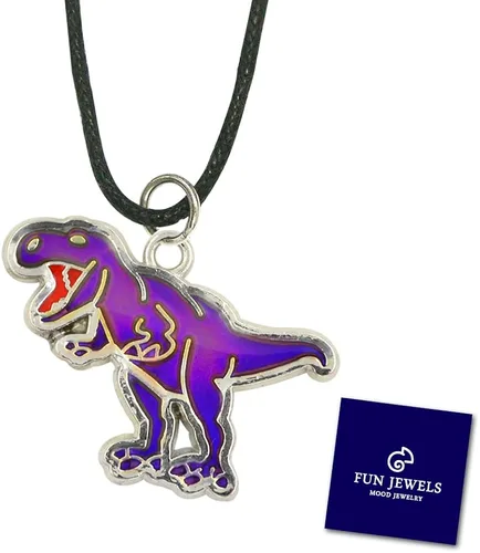 Miniatura 6 de FUN JEWELS Collar hecho a mano con colgante de dinosaurio T-Rex con cambio de color para niños y niñas, regalos de joyería de animales, Alloy de zinc
