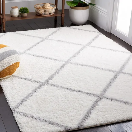 Miniatura 11 de SAFAVIEH Tahoe Shag Collection - Alfombra para pasillo, 2 x 9 pies, diseño de enrejado, no desprende pelusa y de fácil cuidado, 1.2 pulgadas