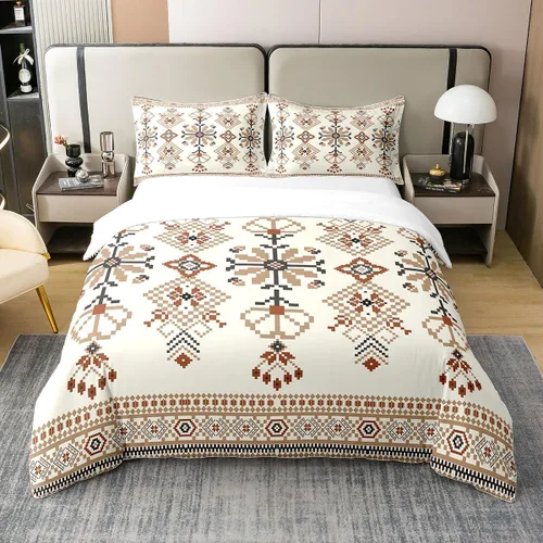 Miniatura 25 de Juego de ropa de cama 100% algodón exótico con funda de edredón individual, diseño tribal, suroeste americano, étnico, bohemio, abstracto