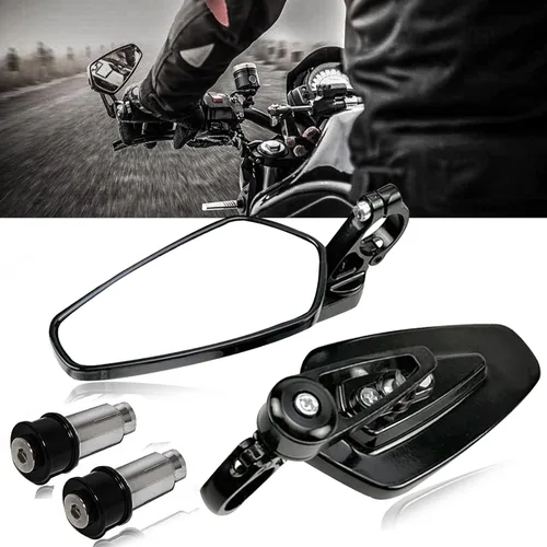 Espejos retrovisores negros de 7/8" para extremo de manillar de motocicleta, CNC, compatibles con Honda GROM MXS125 CB500F, Yamaha MT-03 MT-07 FZ-07