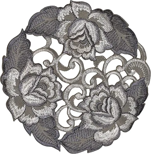 Miniatura 12 de Camino de chimenea con rosas de corte gris plateado en material hecho a mano, tamaño 84 x 27 pulgadas