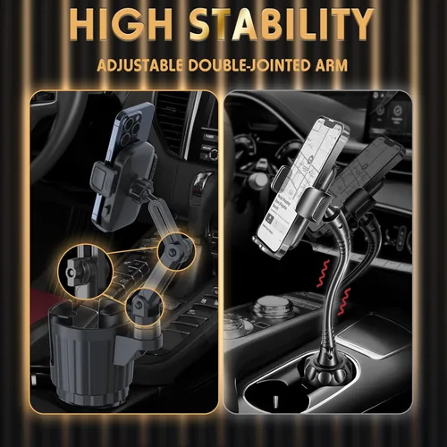 Miniatura 8 de Soportes de teléfono para tu coche, expansor de portavasos universal 2 en 1 con base ajustable y soporte para teléfono, brazo largo con soporte