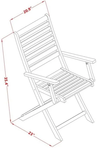 Miniatura 3 de East West Furniture BBSCANA Beasley - Sillas de comedor plegables para patio con reposabrazos, madera de acacia, juego de 2, aceite natural