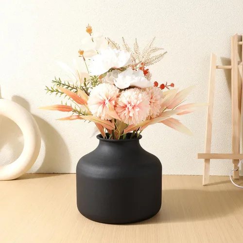 Miniatura 7 de Happyyami Florero de metal mate seco para flores, arreglo floral, soporte para macetas, floreros de brotes de flores, maceta para el hogar, mesa