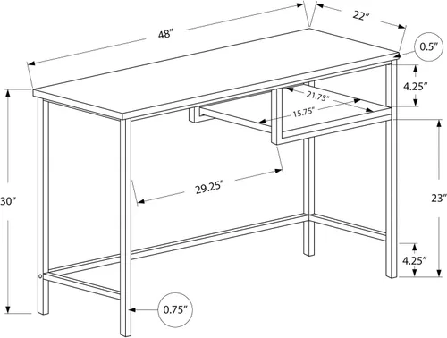 Miniatura 3 de Monarch Specialties Mesa contemporánea para laptop con estante para el hogar y la oficina, patas de metal, 48 pulgadas de largo, capuchino