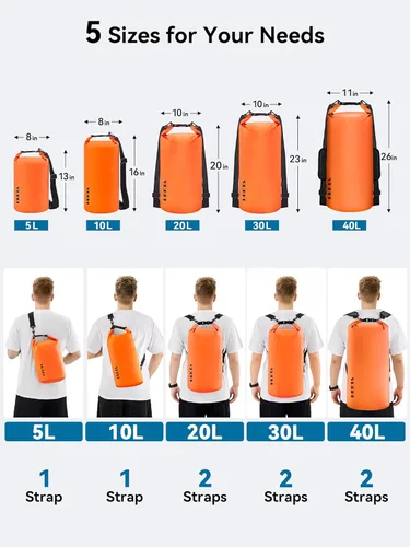 Miniatura 2 de HEETA - Bolsa seca impermeable para mujeres y hombres (versión actualizada) 5 L/10 L/20 L/30 L/40 L, bolsa de almacenamiento seca ligera con parte