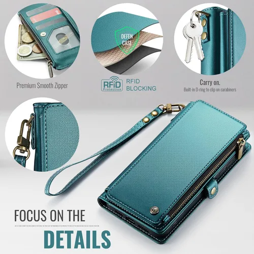 Miniatura 4 de Defencase Compatible con Galaxy A14 5G Funda Cartera con Tarjetero de Bloqueo RFID para Mujeres y Hombres, Funda de Teléfono Cartera de Cuero PU