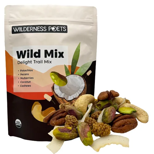 Miniatura 10 de Wilderness Poets, Song of Delight Wild Mix - Mezcla orgánica de frutos secos, anacardos, moras, pistachos, cintas de coco, 3.25 onzas