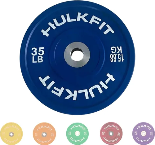 Miniatura 8 de HulkFit Placa de peso de goma de 2 pulgadas de estilo olímpico de la serie Sport para pesas y placa solo para levantamiento de pesas y entrenamiento