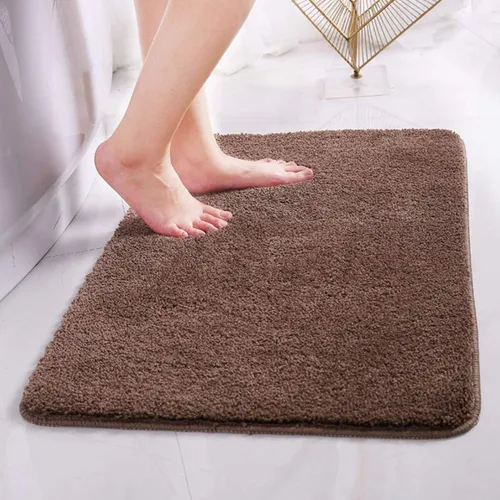 Miniatura 8 de Alfombra de baño de 16 x 24 pulgadas, microfibra de felpa lanuda absorbente de agua, lavable a máquina, antideslizante y suave, color azul oscuro
