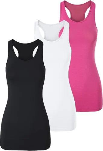 Miniatura 13 de TAIPOVE Camisetas largas sin mangas para mujer de algodón para capas con espalda cruzada extra largas para ropa deportiva, paquete de 3