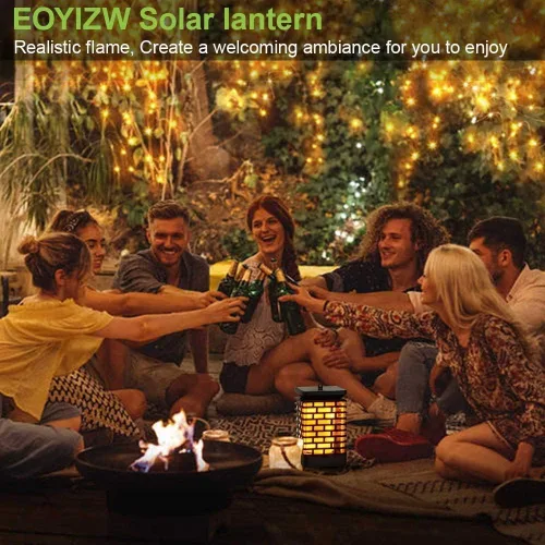 Miniatura 6 de Solar llama para colgar luces al aire última intervensión Linternas solares de luz IP55 impermeable con 75 LEDs bailando ojearlas efecto para jardín