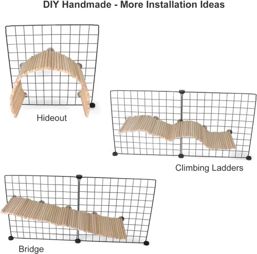 Miniatura 3 de YKD Chinchilla - Juguete de plataforma flexible de madera de abedul natural, valla de rueda de chinchilla, juguetes de escalada de animales pequeños